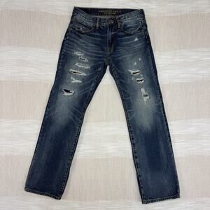 American Eagle Men's Original Straight Sz 31x32 Jeans Distressed Destroyed Fade